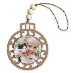 Beaded Wood & Acrylic Ornament with Full Photo design