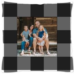 16x16 Throw Pillow with Buffalo Check - Black and White design