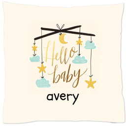 16x16 Throw Pillow with Hello Baby design