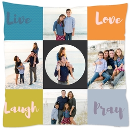 16x16 Throw Pillow with Live, Laugh, Love, Pray design