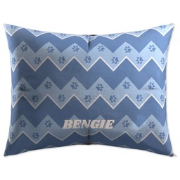 Pet Bed Plush Fleece 50x40 with Chevron Blue design