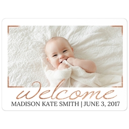 3x4 Photo Magnet with Rose Gold Welcome design