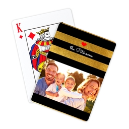 Photo Playing Cards with Bold Black & Gold Stripes design