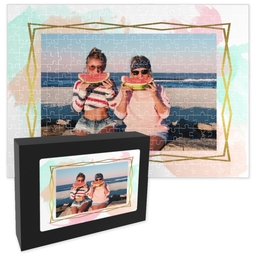 11x14 Premium Photo Puzzle With Gift Box (252-piece) with Geometric Watercolor design