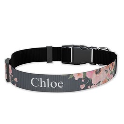 Pet Collar, Large with Navy Floral design