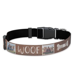 Pet Collar, Large with Wooden Woof design