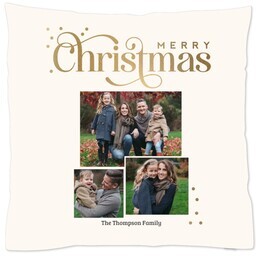 16x16 Throw Pillow with Merry Christmas Gold Swash design