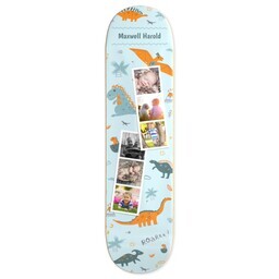 Skateboard Deck - 32"x7.75" with Kids Dinosaur Photo Strip design