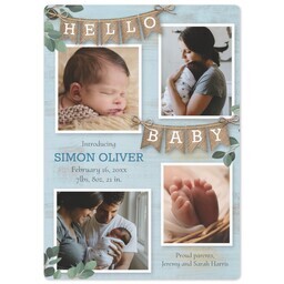 5x7 Photo Magnet with Rustic Hello Baby design