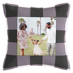 17x17 Tapestry Woven Pillow with Buffalo Check - Black and White design