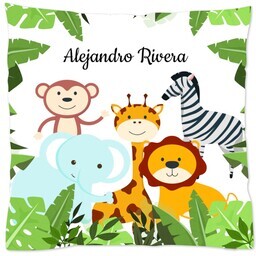 16x16 Throw Pillow with Jungle Friends design
