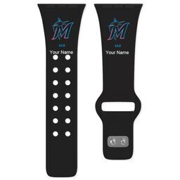 38 Short Apple Watch Band - Sports Teams with Miami Marlins design