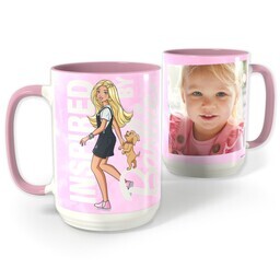 Inspired By Barbie Pink Photo Mug, 15oz with Inspired By Barbie design