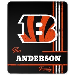 NFL 50x60 Sherpa Fleece Blanket with Cincinnati Bengals, Distressed Lines design