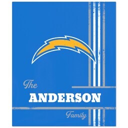 NFL 50x60 Fleece Blanket with LA Chargers, Distressed Lines design