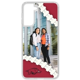 Transparent Galaxy S21 Case with Arkansas Razorbacks design