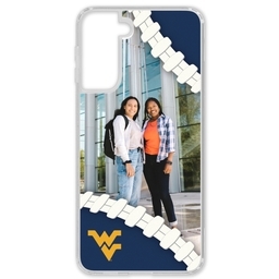 Transparent Galaxy S21 Case with West Virginia Mountaineers design