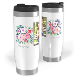 14oz Personalized Travel Tumbler with Beauty & Love design