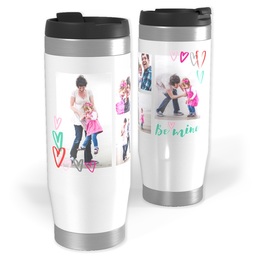 14oz Personalized Travel Tumbler with Be Mine Hearts design