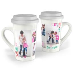 Thumbnail for Premium Grande Photo Mug with Lid, 16oz with Be Mine Hearts design 1