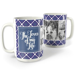 White Photo Mug, 15oz with Family Loves design