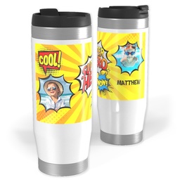 14oz Personalized Travel Tumbler with Super Hero design