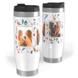 Thumbnail for 14oz Personalized Travel Tumbler with Watercolor Feathers design 1