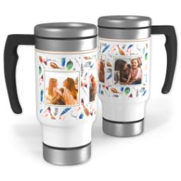 Thumbnail for 14oz Stainless Steel Travel Photo Mug with Watercolor Feathers design 1