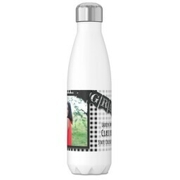 17oz Slim Water Bottle with Checkered Chalk Board design