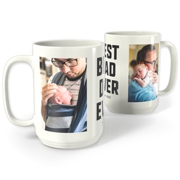 White Photo Mug, 15oz with Best Dad Simple design