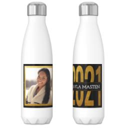 Thumbnail for 17oz Slim Water Bottle with Black and Gold Knock Out design 3