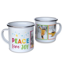 Personalized Enamel Campfire Mugs with Bright Peace design