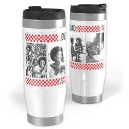 14oz Personalized Travel Tumbler with Dad Checkers Red design