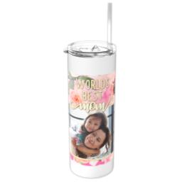 Thumbnail for Tumbler with Straw, 20oz with Floral Blooms Best Mom design 1