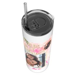 Thumbnail for Tumbler with Straw, 20oz with Floral Blooms Best Mom design 4