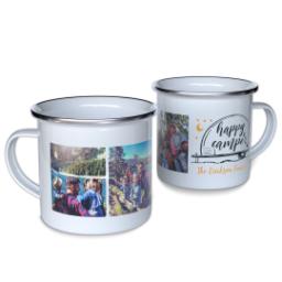 Thumbnail for Personalized Enamel Campfire Mugs with Happy Camper Stars design 1