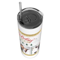 Thumbnail for Tumbler with Straw, 20oz with Holiday Cheer design 4