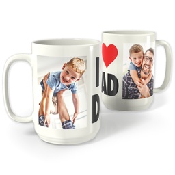 White Photo Mug, 15oz with I Heart Dad design