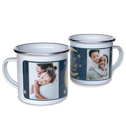 Personalized Enamel Campfire Mugs with To The Moon & Back design