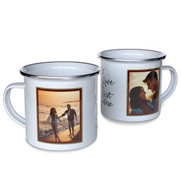 Personalized Enamel Campfire Mugs with True Love design