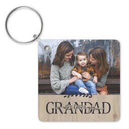 Double-Sided Square Key Chain with Best Grandpa design