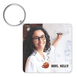 Double-Sided Square Key Chain with Caffeinated Teacher design