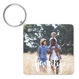 Double-Sided Square Key Chain with Family Love design