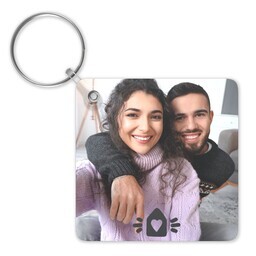 Double-Sided Square Key Chain with Home Sweet Home design