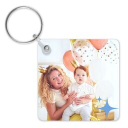 Double-Sided Square Key Chain with Mom Era design