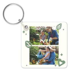 Double-Sided Square Key Chain with Plant Lover design