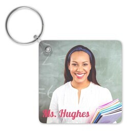 Double-Sided Square Key Chain with Teacher Era design