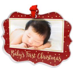 Thumbnail for Scalloped Acrylic Ornament with Baby's First design 2
