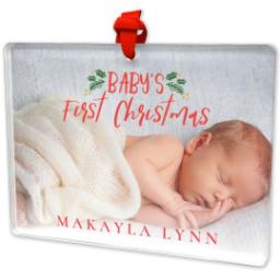 Thumbnail for Acrylic Photo Ornament - Rectangle with Babys First Christmas design 2