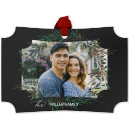 Thumbnail for Personalized Metal Ornament - Modern Corners with Botanical Circle design 1